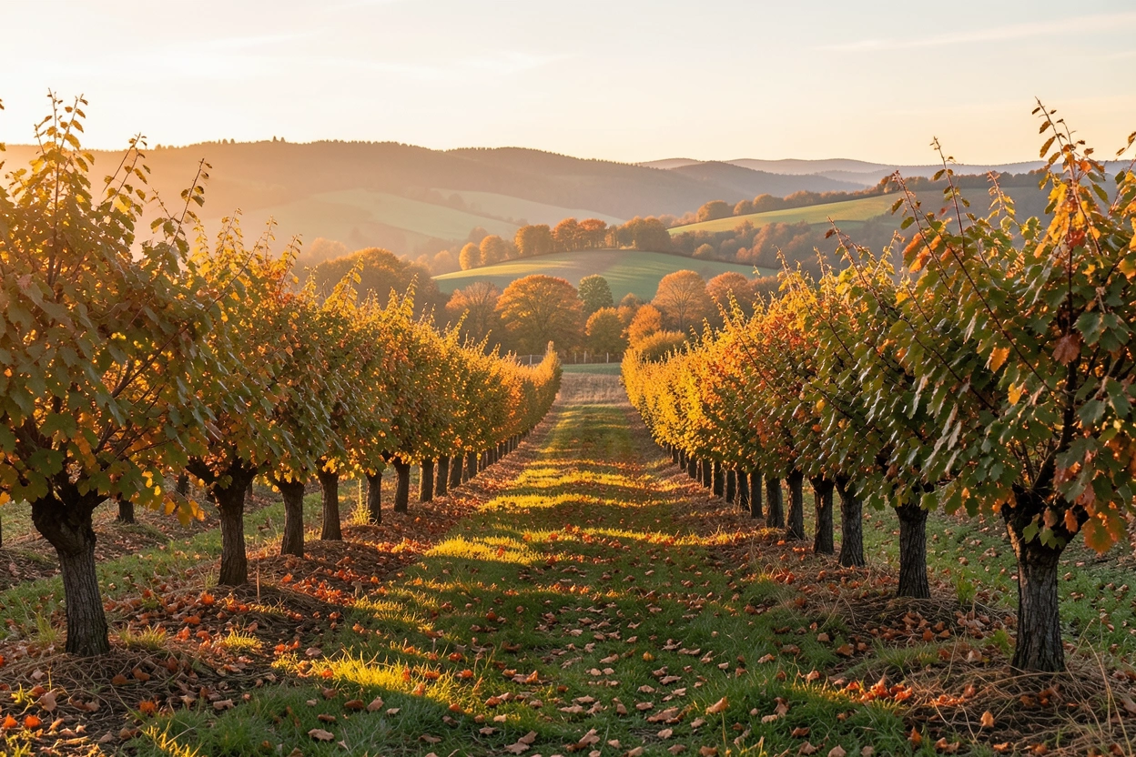 Noyeraie en Périgord à l'automne